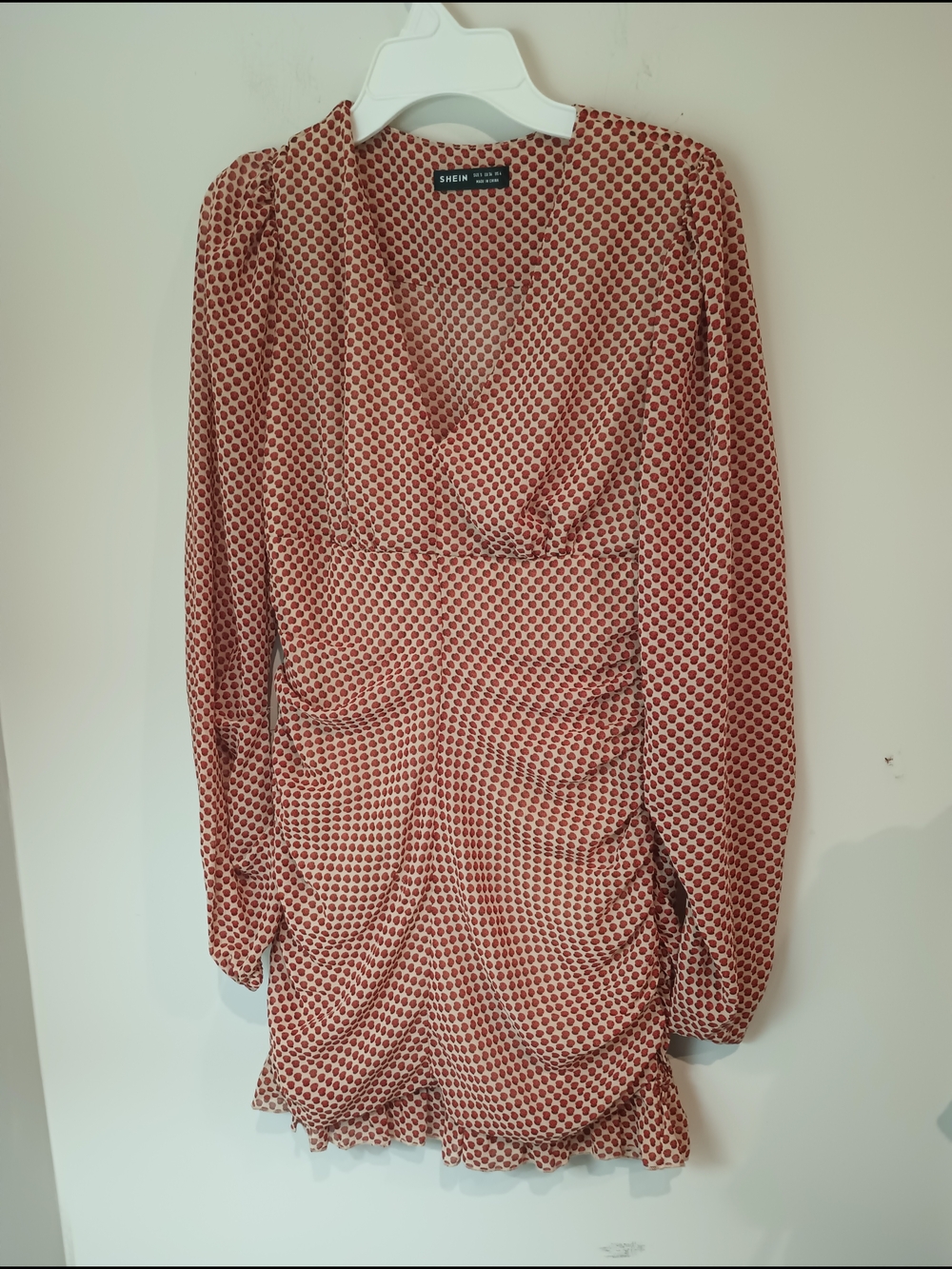 SHEIN Rust Dot Print Mini Dress